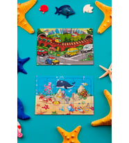 Okul Öncesi Başlangıç Yapboz Taşıtlar Ve Sevimli Okyanus Ahşap Puzzle Set