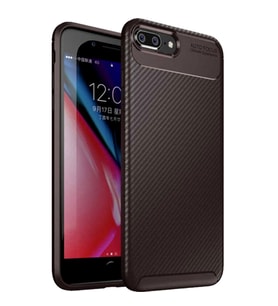 Apple iPhone 7 / 8 Karbon Desenli Negro Silikon Kılıf (Kahverengi)