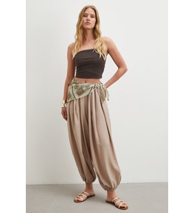 Fularlı Şalvar Pantolon Vizon