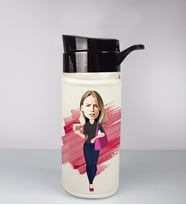 Kişiye Özel Karikatür Tasarım Özel Koruma Kılıflı Cam Matara 96123