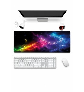 SonicTouch Klavye Mousepad 32x70cm Dikişsiz Pürüzsüz Sıvı Geçirmez Kaymaz Taban Nebula Ufku