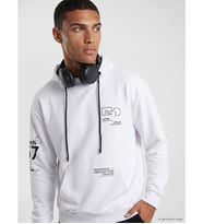 LCW ECO Beyaz Baskılı Erkek Hoodie