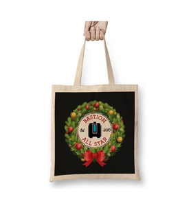 Christmas All Star Overwatch Bastion Wreath Yılbaşı Beyaz Bez Çanta Uzun Saplı Alışveriş Çantası