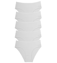 Kadın Külot Yüksek Bel Bikini 5 Li Paket Pamuklu Likralı MOR (Beyaz)