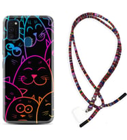 Samsung M21 M22 M23 M30 M31S M32 Kılıf Boyun Asklı Rasta Silikon Neon Cats 1790