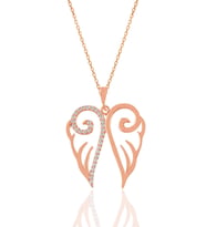 Söğütlü Silver Gümüş rose zirkon taşlı işlemeli kanat kolye