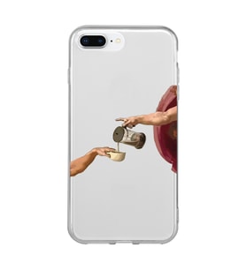 Iphone 7 PLUS - 8 PLUS Uyumlu Eller Tablosu ve Kahve Tasarımlı Şeffaf Telefon Kılıfı