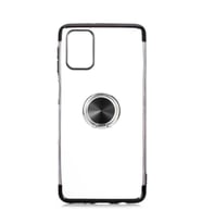 Galaxy M51 Kılıf Kenarları Renkli Yüzüklü Manyetik Silikon (Siyah)