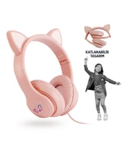 Polosmart FS113 Kablolu Mikrofonlu Stereo Kulak Üstü Kulaklık Pembe
