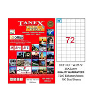 TANEX 2172 LASER ETİKET 35x23mm 72x100 7200 ADET