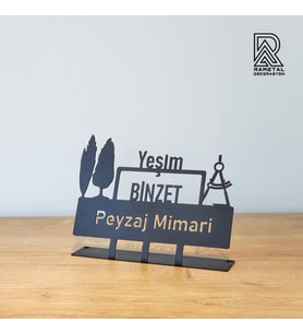 Peyzaj Mimari Metal İsimlik - Kişiye Özel Masa İsimliği