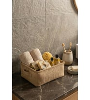 Jüt Kumaş Banyo Düzenleyici Sepet Dekoratif Çok Amaçlı Organizer Kutu 30x22x10 (Standart)