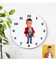 Karikatürlü Karizmatik Erkek Çocuk Kişiye Özel Duvar Saati