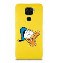 Xiaomi Redmi Note 9 Soft Premier Kapak Donald Duck-E Tasarımlı Silikon Kılıf - Sarı (Şeffaf)