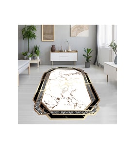 Rovigo Home Dijital Baskı Yıkanabilir Kaymaz Taban Salon Halısı RVG1912-SM71 (Beyaz)