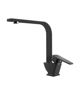 Tema Kare Slim Tek Gövde Kuğu Lavabo Bataryası Mat Siyah