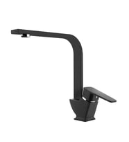 Tema Kare Slim Tek Gövde Kuğu Lavabo Bataryası Mat Siyah