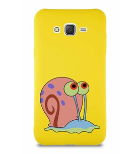 Samsung Galaxy J7 Core Soft Premier Kapak Salyangoz Gary Tasarımlı Silikon Kılıf - Sarı (Şeffaf)