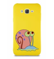 Samsung Galaxy J7 Core Soft Premier Kapak Salyangoz Gary Tasarımlı Silikon Kılıf - Sarı (Şeffaf)
