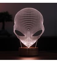 3 Boyutlu Alien Lamba Ahşap Taban 7 Farklı Işık Rengi
