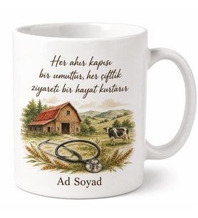 Büyükbaş Veteriner Hekime Çiftlik Ziyaretleri Ahır Kokusu Doğal Kupa Hediye Bardak