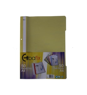 Bafix Telli A4 için Plastik Dosya 50'li - Sarı (50 Li Paket)
