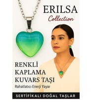 Sertifikalı Renkli Kaplama Kuvars Taşı Kolye (Mavi Yeşil) – Huzur, Denge ve İfade Gücü Taşı (Çok Renkli)