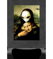 Maskeli Mona Lisa Ahşap Poster (27x18)
