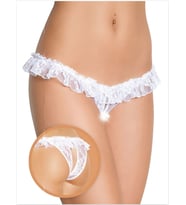 Fantezia Night Fantezi Üstü Fırfırlı Ağı Açık Beyaz Dantel Tanga - String TG270021