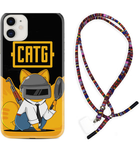 Apple iPhone 11 12 13 Mini Kılıf Boyun Asklı Rasta Silikon Cat G 1677
