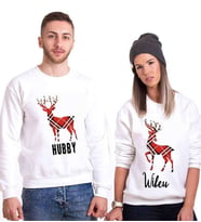 Tshirthane Hubby Wifey Geyik Sevgili Kombinleri Sweatshirt Kombini (Tek Ürün Fiyatıdır.)