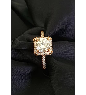 Sky Diamond gümüş rose tek taş yüzük