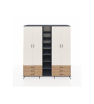 Kronos Dolap 13 Raflı 6 Çekmeceli 2 Askılı 220x59x243 Antrasit-Aytaşı/Çam