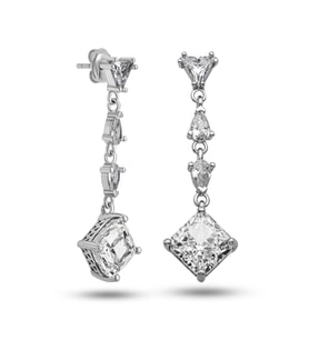 Gümüş Ice Cut Zirkon Taşlı Işıltılı Kadın Küpe