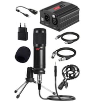 Lastvoice BM800 Full Black Mikrofon + Phantom Power + Mini Tripod + 7.1