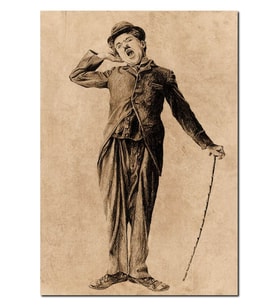 Ahşap Tablo Esneyen Charlie Chaplin Görseli (25x35 Cm Boyut)