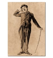 Ahşap Tablo Esneyen Charlie Chaplin Görseli (25x35 Cm Boyut)