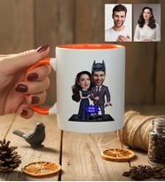 Kişiye Özel Karikatürlü Süper Kahraman Çift Sevgililer Kupa Bardak Sevgililer Günü Hediyesi