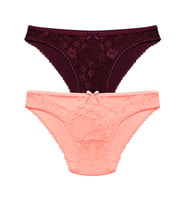2 Li Paket Önü Dantelli M Beden Kadın Fantezi Bikini Külot (Çok Renkli)
