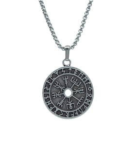 Vegvisir Pusula - Viking Sembol Örme Zincir Kolye - Gümüş Kaplama - Erkek Kadın Kolye - No:1379