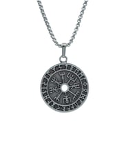 Vegvisir Pusula - Viking Sembol Örme Zincir Kolye - Gümüş Kaplama - Erkek Kadın Kolye - No:1379