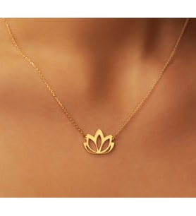 Lotus Çiçeği 14 Ayar Altın Kolye