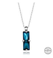 Swarovski Crystal Taşlı Mavi Baget Gümüş Kadın Kolye