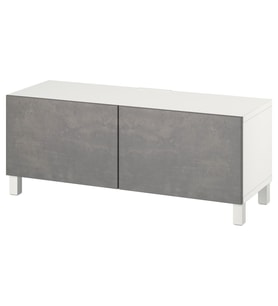TV Sehpası, Beyaz-Koyu Gri, 120x42x48 cm