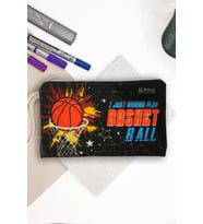 Basketbol Desenli Kalem Kutusu Yıkanabilir Bez Kalemlik (Siyah)