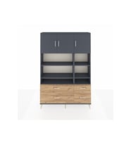 Arges Dolap 10 Raflı 4 Çekmeceli 3 Kapaklı 132x30x195 Antrasit-Antrasit/Çam