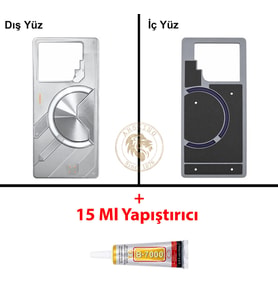 Infinix GT 20 Pro Gümüş Uyumlu Arka Kapak + B7000 Yapıştırıcı Arka Cam Batarya Pil Kapağı Back Cover