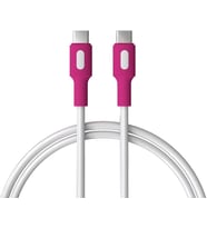 Lexroo Coral Type C-C Power Delivery Hızlı Şarj Kablosu, Beyaz Kablo, Beyaz/Fuşya Uçlar (120 CM)