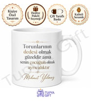 Dede ve Baba Yazılı Çift Yönlü Kupa Bardak Babalar Günü Hediyesi