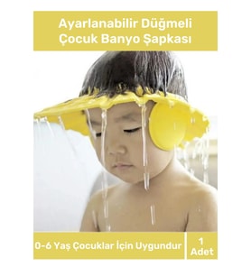 Bebek Banyo Şapkası Duş Başlığı Ayarlanabilir Düğmeli Çocuk Küvet Göze Su K